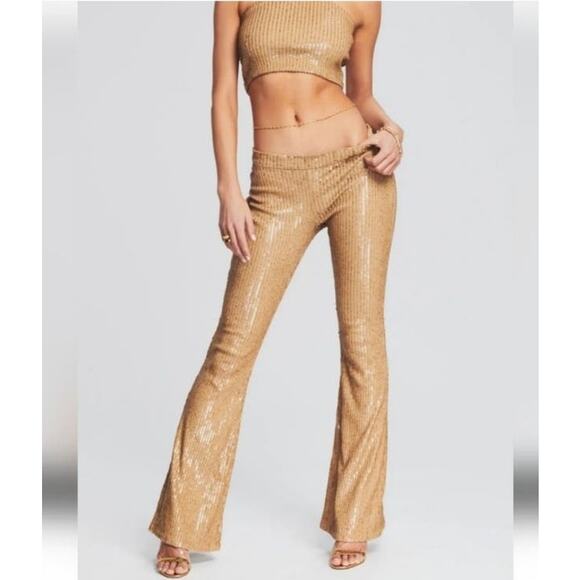Retrofete Julien Sequin Knit Pant in Nude Size XL NWT - Picture 1 of 11